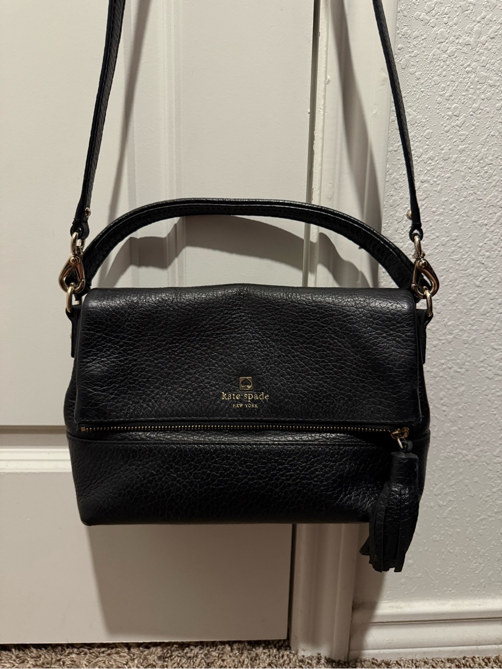 kate spade Black Pebbled Leather Top-Handle and Crossbody Bag